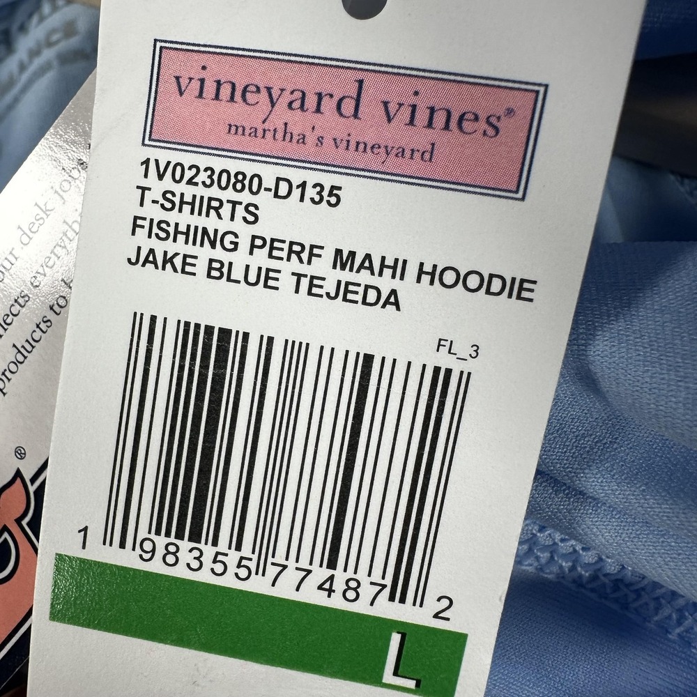 Vineyard Vines Performance Hoodie Shirt Mens Large Blue Mahi Fishing Graphic - Picture 5 of 16